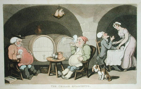 The Cellar Quartetto, from 'The Tour of Dr Syntax in search of the Picturesque', by William Combe, published 1812 (aquatint)