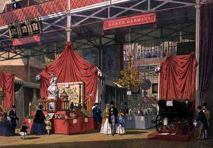 View of the Klier and Sons musical instruments stand, in the North German section of the Great Exhibition of 1851, from Dickinson's Comprehensive Pictures (colour litho)