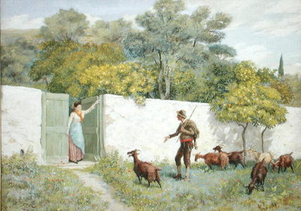 Scene at Montone - The Goatherd, 1866 (w/c on paper)