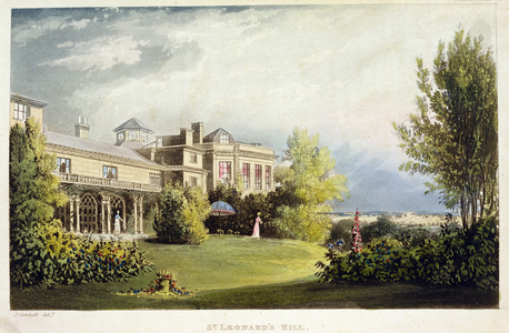 St. Leonard's Hill, from Ackermann's 'Repository of Arts', published 1824 (colour litho)