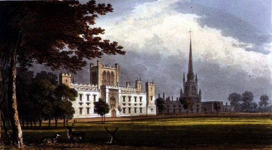 Ashbridge House, from R. Ackermann's (1764-1834) 'Repository of Arts', 1820s (colour engraving)