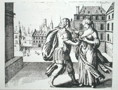 Hermetic Conversation, from 'Azoth' by Basil Valentine (1659) illustrated in a history of magic published late 19th century (litho)