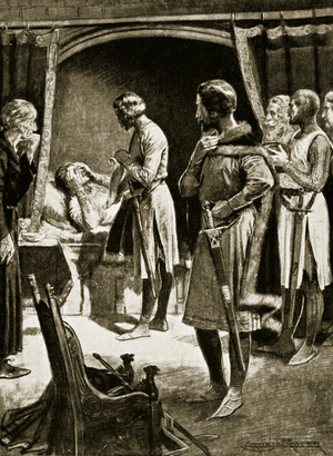 The Death of Henry II, 1189, illustration from 'Hutchinson's Story of the British Nation', c.1920 (litho)