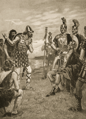 Agricola receives an Irish King, illustration from 'The History of the Nation' (litho)