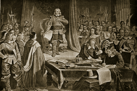 Cromwell refusing the crown, illustration from 'Hutchinson's Story of the British Nation', c.1923 (litho)