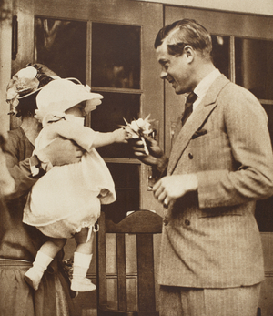 A Child Hands King Edward VIII a Bouquet at Enham Village Centre, 1926 (b/w photo)