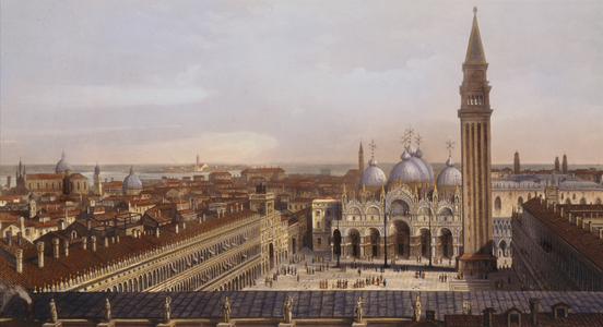 St. Mark's Square, Venice, engraved by F. Citterio (colour engraving) (detail of 130084)