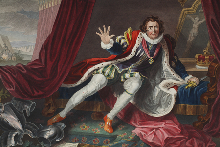 David as Richard III, illustration from 'Hogarth Restored: The Whole Works of the celebrated William Hogarth, re-engraved by Thomas Cook', pub. 1812 (hand-coloured engraving)