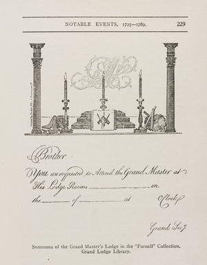 Summons of the Grand Master's Lodge, mid 1700s (litho)