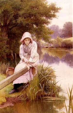 Girl Fishing, 1898 (w/c)