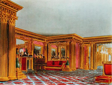 The Golden Drawing Room, Carlton House, from 'The History of the Royal Residences', engraved by Thomas Sutherland (b.1785), by William Henry Pyne (1769-1843), 1819 (litho) (see also 170306)