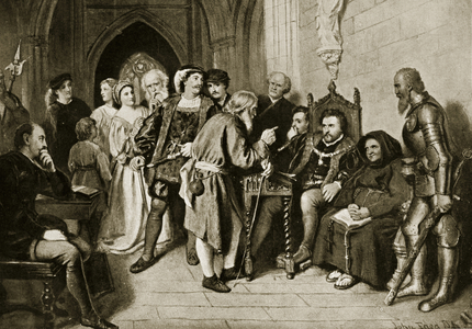 James IV in council before the Battle of Flodden, 1513, illustration from 'Hutchinson's Story of the British Nation', c.1923 (litho)