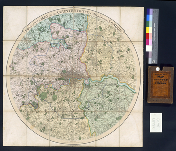 Froggett's Map of the Country Fifteen Miles around London, 1833 (colour litho)