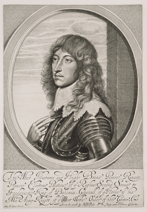 Portrait of Prince Rupert (1619-82) Count Palatine of the Rhine and Duke of Bavaria, engraved by William Faithorne (1616-91) (engraving)