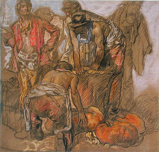 Varieties of Large Pumpkins (pastel and coloured chalk on brown paper)