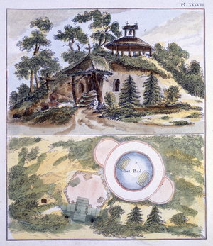 Garden decorations, from 'Magazine of Garden Gems' by G. van Laar, published 1802 (colour litho)