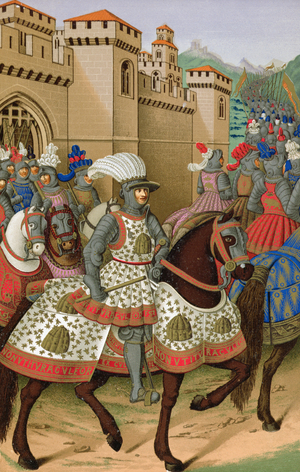 Louis XII (1462-1515) Leaving Alexandria on the 24th of April 1507, to Chastise the City of Genoa (colour litho)