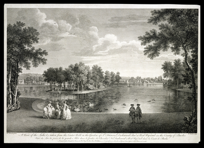 View of the Lake from the Centre Walk in the garden at West Wycombe, Buckinghamshire, engraved by William Woollett (1735-85) (engraving)