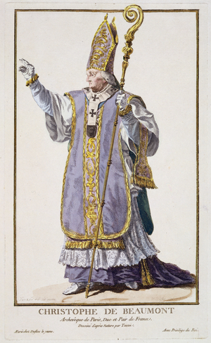 Christophe de Beaumont, Archbishop of Paris from 'Receuil des Estampes, Representant les Rangs et les Dignites, suivant le Costume de toutes les Nations existantes', published 1780 (hand-coloured engraving)