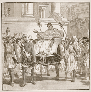 Public rejoices on the recovery of Pompey (litho)