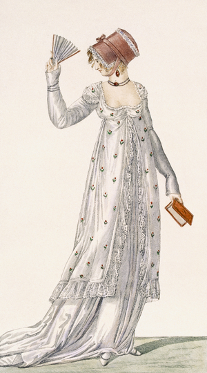 Ladies Evening Dress, fashion plate from Ackermann's Repository of Arts, pub. 1814 (coloured engraving)