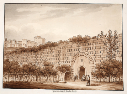 Substructions of the Via Appia, 1833 (etching with brown wash)