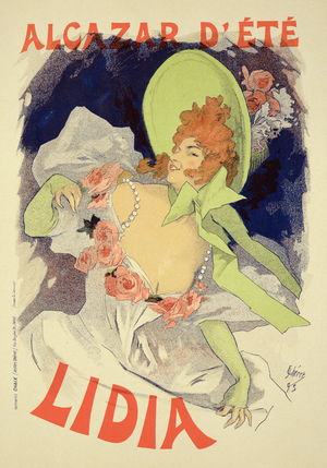 Reproduction of a poster advertising 'Lidia', at the Alcazar d'Ete, 1895 (colour litho)