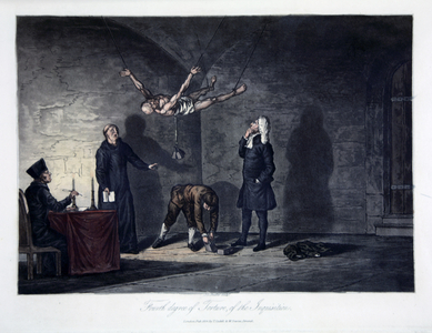 Fourth Degree of Torture of the Inquisition, engraved by L.C. Stadler, pub. by Cadell & Davies, London, c.1813 (coloured engraving)