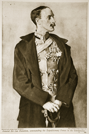 General Sir Ian Hamilton, commanding the Expeditionary Forces in the Dardanelles, 1914-19 (litho)