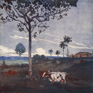 A cattle camp in Parana, from a portfolio of prints from the original watercolours, 1912 (colour litho)