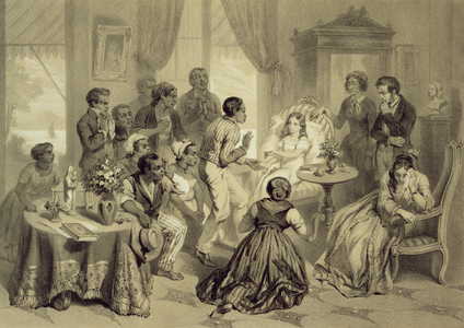 The Death of Evangeline, plate 6 from 'Uncle Tom's Cabin' by Harriet Beecher Stowe (1811-96) engraved by Claude Regnier (fl.1840-66) (litho)