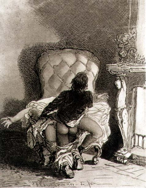 Couple Having Sex on a Chair, plate 7 from 'Liebe'('Love'), pub. 1901 in Leipzig (heliogravure)