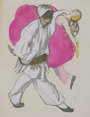 Costume Designs for Pamina and Monostatos in 'The Magic Flute' by Wolfgang Amadeus Mozart (1756-91) 1922 (w/c on paper)