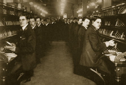 Staff sorting letters at the Post Office, Mount Pleasant (sepia photo)