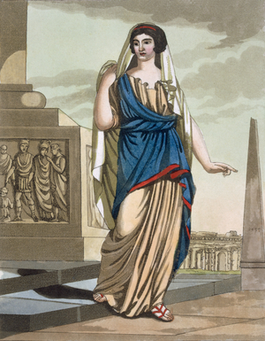 Female Citizen of Ancient Rome, a folio from 'L'Antique Rome', engraved by Labrousse, pub. 1796 (colour litho)