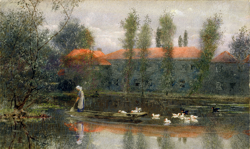 The Pond of William Morris Works at Merton Abbey (w/c and gouache on paper)