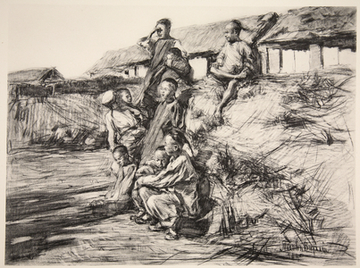 Chinese children, illustration from 'Manchuria: images from the Russo-Japanese War', edited by A. Martynoff, St. Petersburg, 1907 (litho)