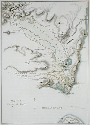 Map of the Plain of Troy, from 'The Topography of Troy and its Vicinity', engraved by Thomas Medland (1755-1823) published 1804 (coloured engraving)