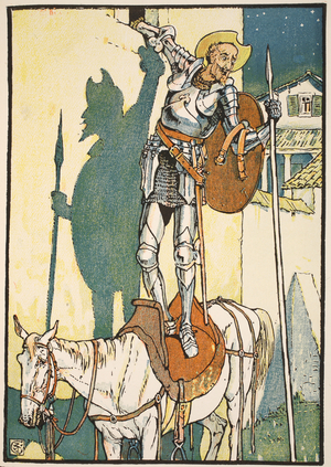 The Enchantment of Don Quixote, illustration from 'Don Quixote of the Mancha' retold by Judge Parry, pub. Blackie & Son Ltd, London, 1900 (colour litho)