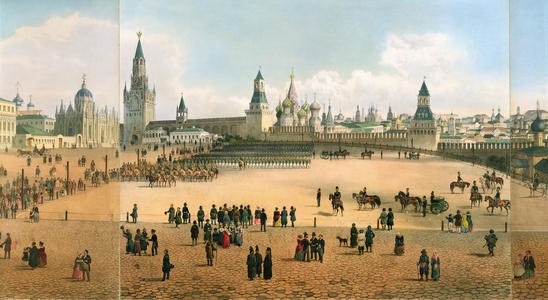 St. Basil's Cathedral seen from the Kremlin, from a panorama of Moscow, engraved by Philippe Benoist (1813-c.1905) and Aubrun, pub. by Lemercier, c.1840 (litho) (detail of 105095)