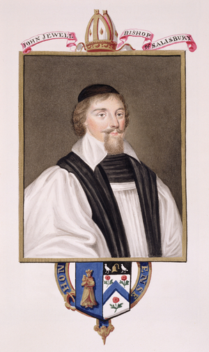 Portrait of John Jewel (1522-71) Bishop of Salisbury from 'Memoirs of the Court of Queen Elizabeth', published in 1825 (w/c and gouache on paper)