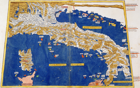 Ptolemaic Map of Italy, 1482 (coloured litho)
