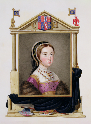 Portrait of Catherine Howard (c.1520-d.1542) 5th Queen of Henry VIII from 'Memoirs of the Court of Queen Elizabeth', published in 1825 (w/c and gouache on paper)