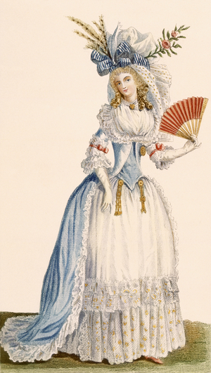 Ladies Turkish style evening dress, from 'Galeries des Modes et Costumes Francais', c.1778-87 (coloured engraving)