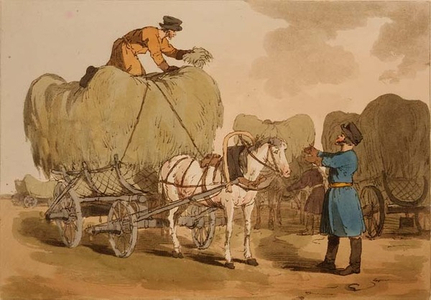 Hay Carts, plate 60 from Volume II of 'The Manners, Customs and Amusements of the Russians', etched by the artist, pub. 1804 (aquatint)