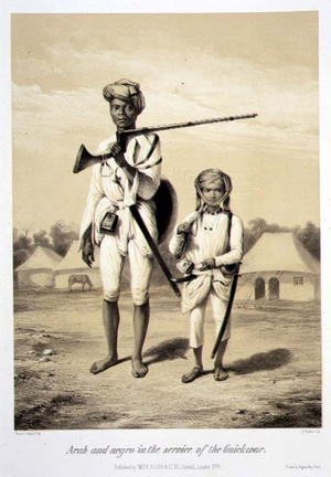 Arab and Negro in the Service of the Guickwar, from 'Voyage in India', engraved by Louis Henri de Rudder (1807-81) pub. in London, 1858 (litho)