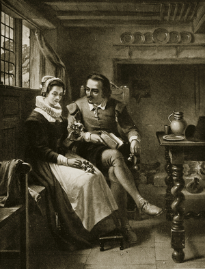 Shakespeare's courtship, illustration from 'Hutchinson's Story of the British Nation', c.1923 (litho)