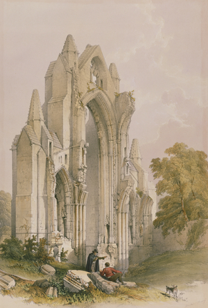 Guisborough Priory, Interior of the East End, from 'The Monastic Ruins of Yorkshire', engraved by George Hawkins (1819-52), 1842 (colour litho)