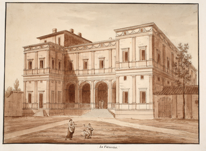 Villa Farnesina, 1833 (etching with brown wash)