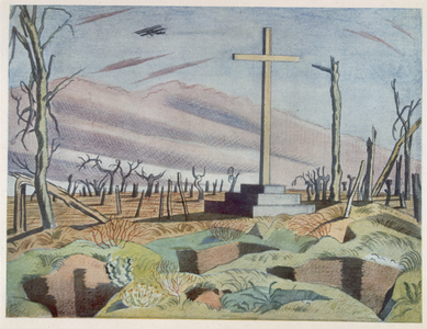 A Canadian Monument, from British Artists at the Front, Continuation of The Western Front, Part Three, Paul Nash, 1918 (colour litho)